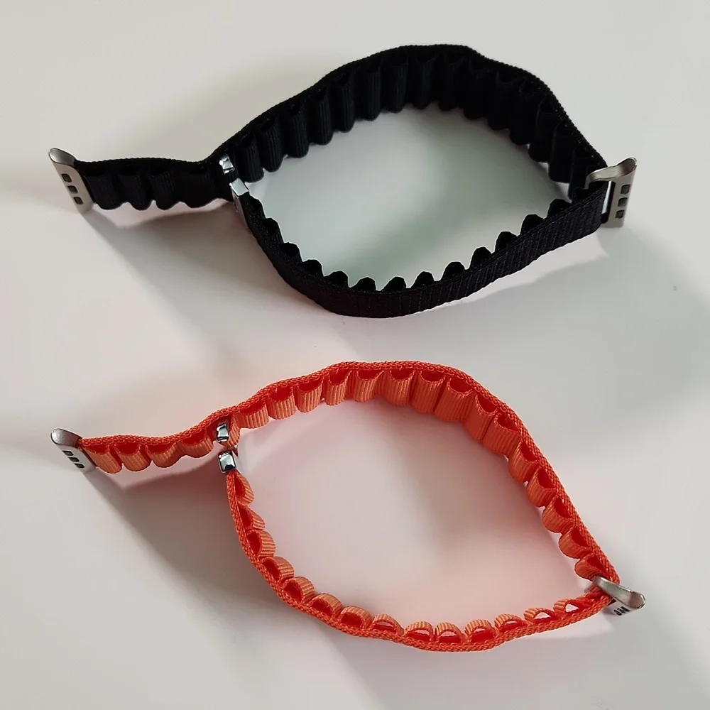 44mm lug Apple Compatible cloth hook watch bands: 1 BLACK, 1 ORANGE